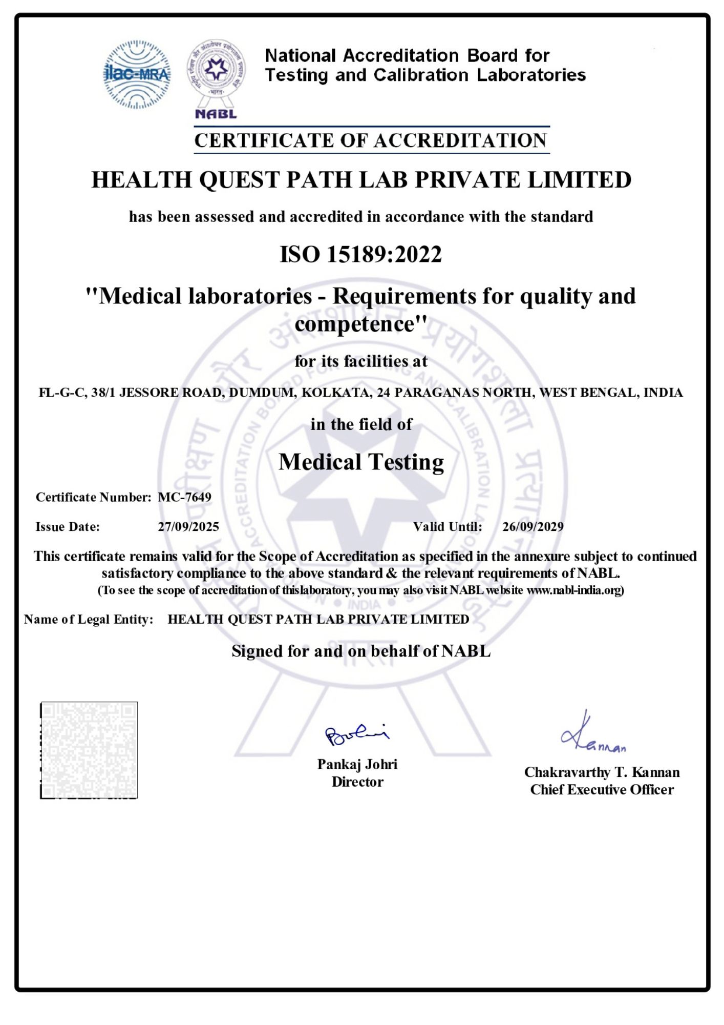 HealthQuest Certificate